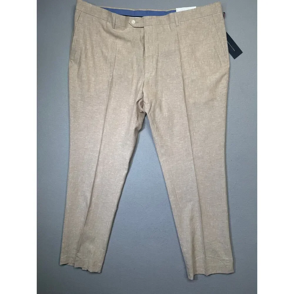Tommy Hilfiger Men's Modern-Fit Linen Blend Pants Light tan 46x32 $125